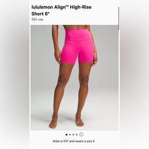 NWT Lululemon Hot Pink Align Shorts | 8